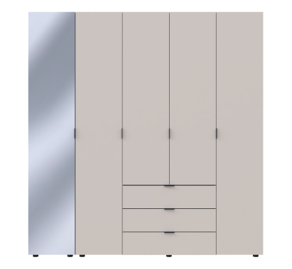 Skříň na oblečení Doros Gelar Kašmír 4 dveře/zrcadlo 194 × 49,5 × 203,4 (80737659)