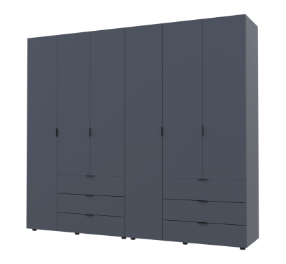 Šatní skříň na oblečení Doros Gelar set Grafit 3+3 dveře 232,4×49,5×203,4 (42002126)