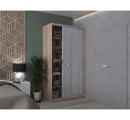 Šatní skříň Doros City Light Dub Sonoma 2 zrcadla 120×45×225 (44900068)