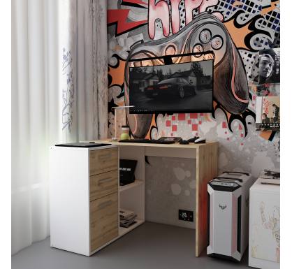 Kancelářský stůl Doros T8 Bílý/Dub Artisan 100 × 83 × 75 (41516060)
