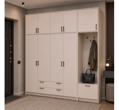 Šatní skříň Doros Rondi s věšákem a vysokým nástavcem Kašmír 4 dvere 220x52x260 (42005399)