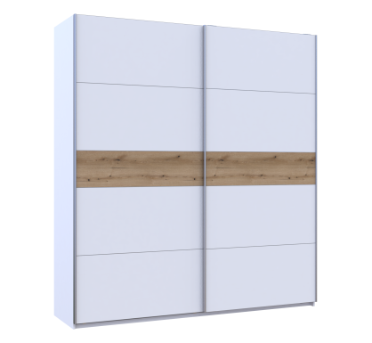 Šatní skříň Doros G-Caiser Bílá / Bílá vložka Dub Evok 2 DTD / 5 části 220×60×240 (44900283)