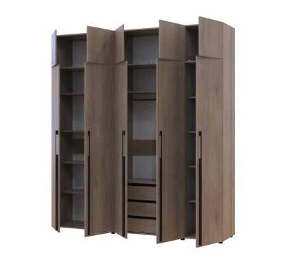 Šatní skříň se zásuvkami, policemi a nástavcem Doros Kasper Cremona Cannolo 2+3 LTD 225×48×245  (42005557)
