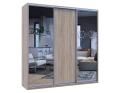 Šatní skříň Doros City Light Dub Sonoma 1 DTD / 2 zrcadla 225×60×225 (42002136)