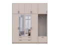 Šatní skříň Doros Rondi s věšákem, zrcadlem a vysokým nástavcem Kašmír 4 dvere 220x52x260 (42005408)