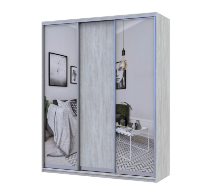 Šatní skříň Doros City Light Borovice Natti 1 DTD / 2 zrcadla 180×60×225 (80736520)