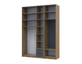 Šatní skříň Doros Rondi s věšákem, zrcadlem a vysokým nástavcem Dub Artisan / Grafit, 3 dvere 181×52×260 (42005291)