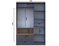 Skříň na oblečení s nikou Doros Dale Antracit/Dub Evok 3 dveře 150 × 52 × 220 (44900526)