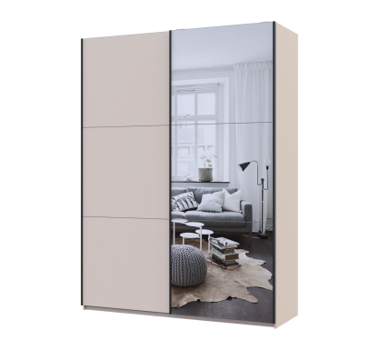 Šatní skříň s posuvnými dveřmi Doros G-Caiser Kašmír / Kašmír 1 DTD / 1 zrcadlo / 3 části 180x60x240 (42005321)