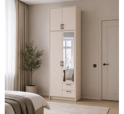 Šatní skříň Doros Rondy s s vysokým nástavcem  a zrcadlem Kašmír 2 dvere 82x52x260 (80738483)