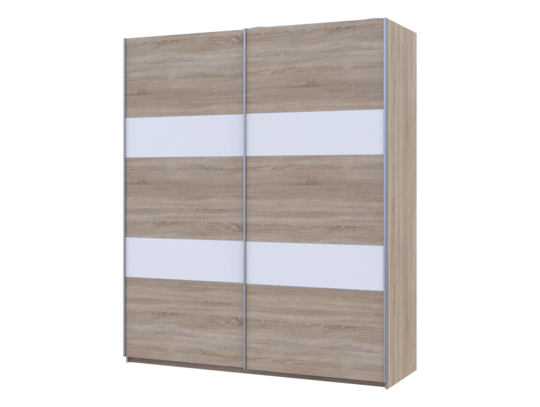 Skříň s posuvnými dveřmi Doros L-Caiser Dub Sonoma vložky Bílá 2 DTD 180x60x213 (65789455)