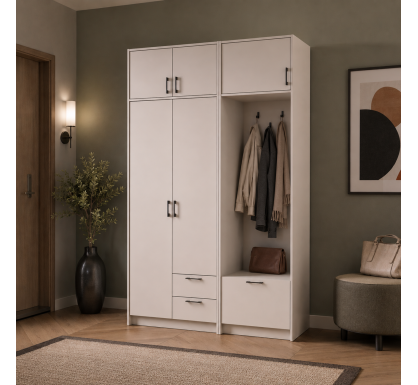 Šatní skříň Doros Rondi s věšákem a nástavcem Kašmír 2 dvere 142x52x236 (42005394)