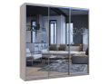 Šatní skříň Doros City Light Dub Sonoma 3 zrcadla 225×60×225 (42002138)