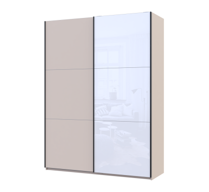 Šatní skříň s posuvnými dveřmi Doros G-Caiser Kašmír / Bílá 1 DTD / 1 sklo / 3 části 180x60x240 (42005322)