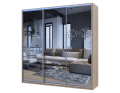 Šatní skříň Doros City Light Dub Sonoma 3 zrcadla 225×60×225 (42002138)