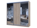 Šatní skříň Doros City Light Dub Sonoma 1 DTD / 2 zrcadla 225×60×225 (42002136)