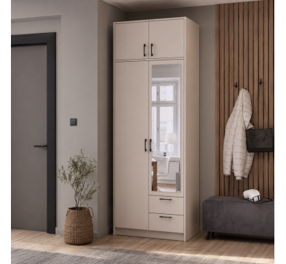 Šatní skříň Doros Rondy se zrcadlem a nadstavcem Kašmír 2 dvere 82x52x236 (80738470)
