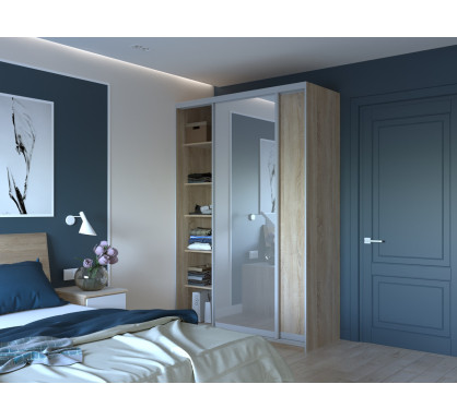 Šatní skříň Doros City Light Dub Sonoma 1 DTD / 1 zrcadlo 150×60×225 (42002039)