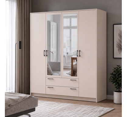 Šatní skříň Doros Rondy se zrcadlem Kašmír 4 dvere 160x52x195 (80738478)