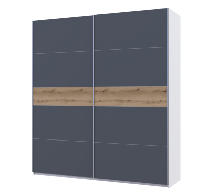 Šatní skříň Doros G-Caiser Bílá / Grafit vložka Dub Evok 2 DTD / 5 části 220×60×240 (44900282)