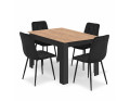 Jedálenský set NP 120x80 Craft / čierny + 4 stoličky LIBRA čierny zamat / čierne nohy (100408835)