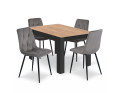 Jedálenský set NP 120x80 Craft / čierny + 4 stoličky LIBRA tmavosivý zamat / čierne nohy (100408331)