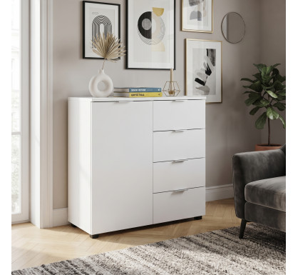 Komoda Doros Ron 1 1 dveře 4 zásuvky Bílý 80 × 38 × 81 (41516005)