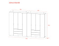 Šatní skříň na oblečení Doros Gelar set Bílá 4+4 dveře 310×49,5×203,4 (42002121)
