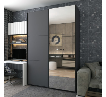 Šatní skříň s posuvnými dveřmi Doros G-Caiser Antracit / Antracit 1 dveře  / 1 zrcadlo / 3 části 160x60x240 (42005411)