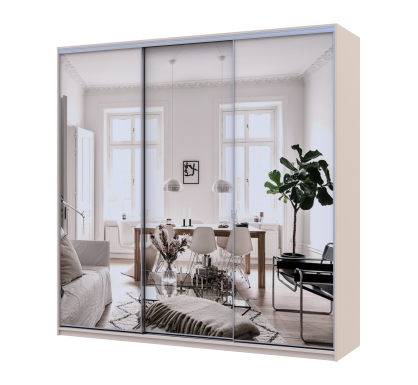 Šatní skříň s posuvnými dveřmi Doros City Light Kašmír 3 zrcadla 225×60×225 (80736386)