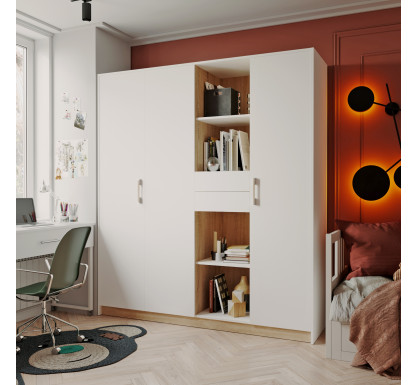 Šatní skříň Doros Austin Biela/dub Sonoma 3 dveře/4 zásuvky 178.8х51х205 (80737753)