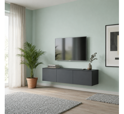 TV stolek Doros Levia Antracit 3 dveře 130x35x33 (41516289)